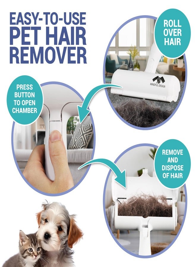 Mindful Design Roller Pet Hair Remover and Reusable Lint Roller - Cat and Dog Hair Remover for Furniture, Couch, Carpet, Clothing and Bedding - Portable, Multi-Surface Fur Removal Tool - Image 3